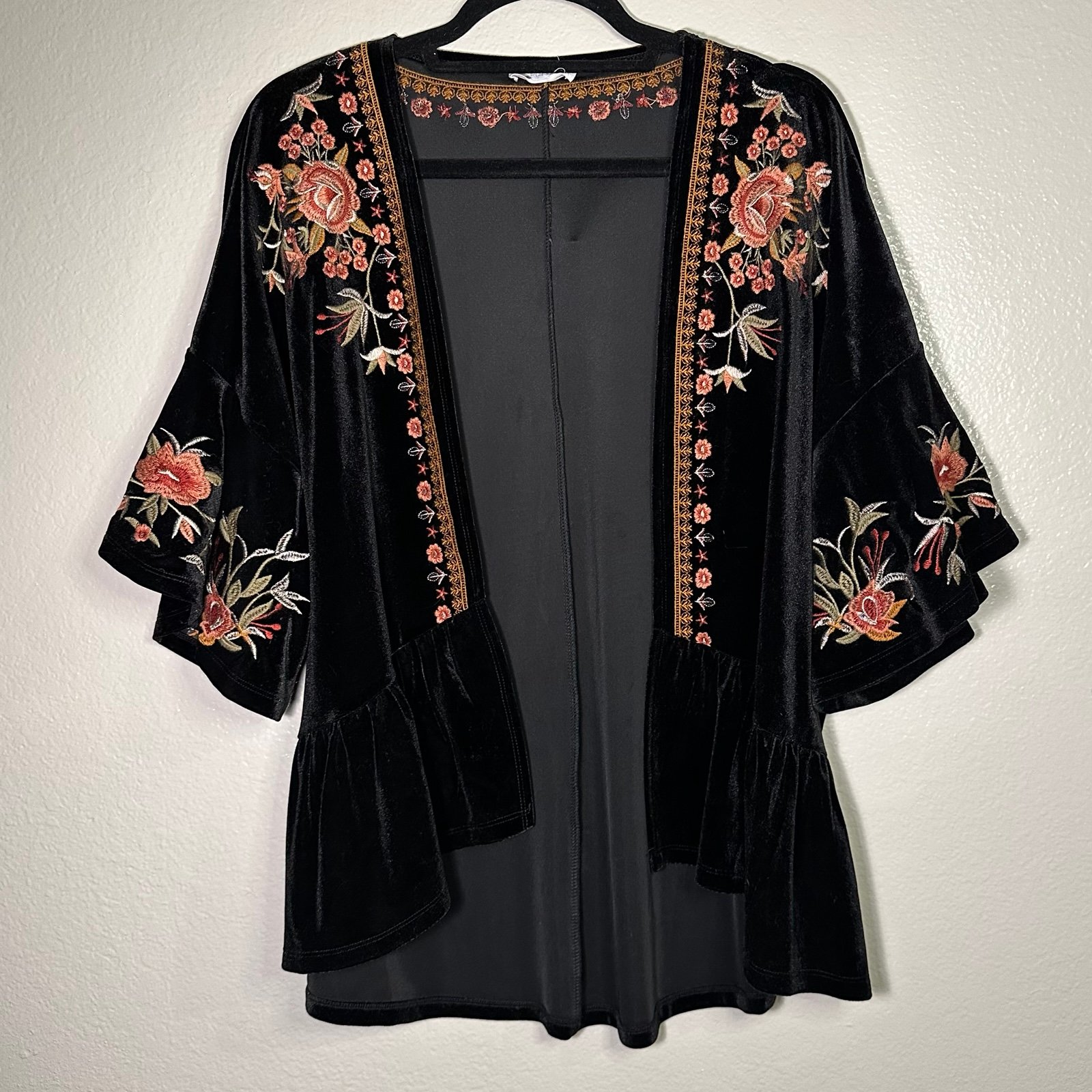 THML Velvet Floral Embroidered Bolero
