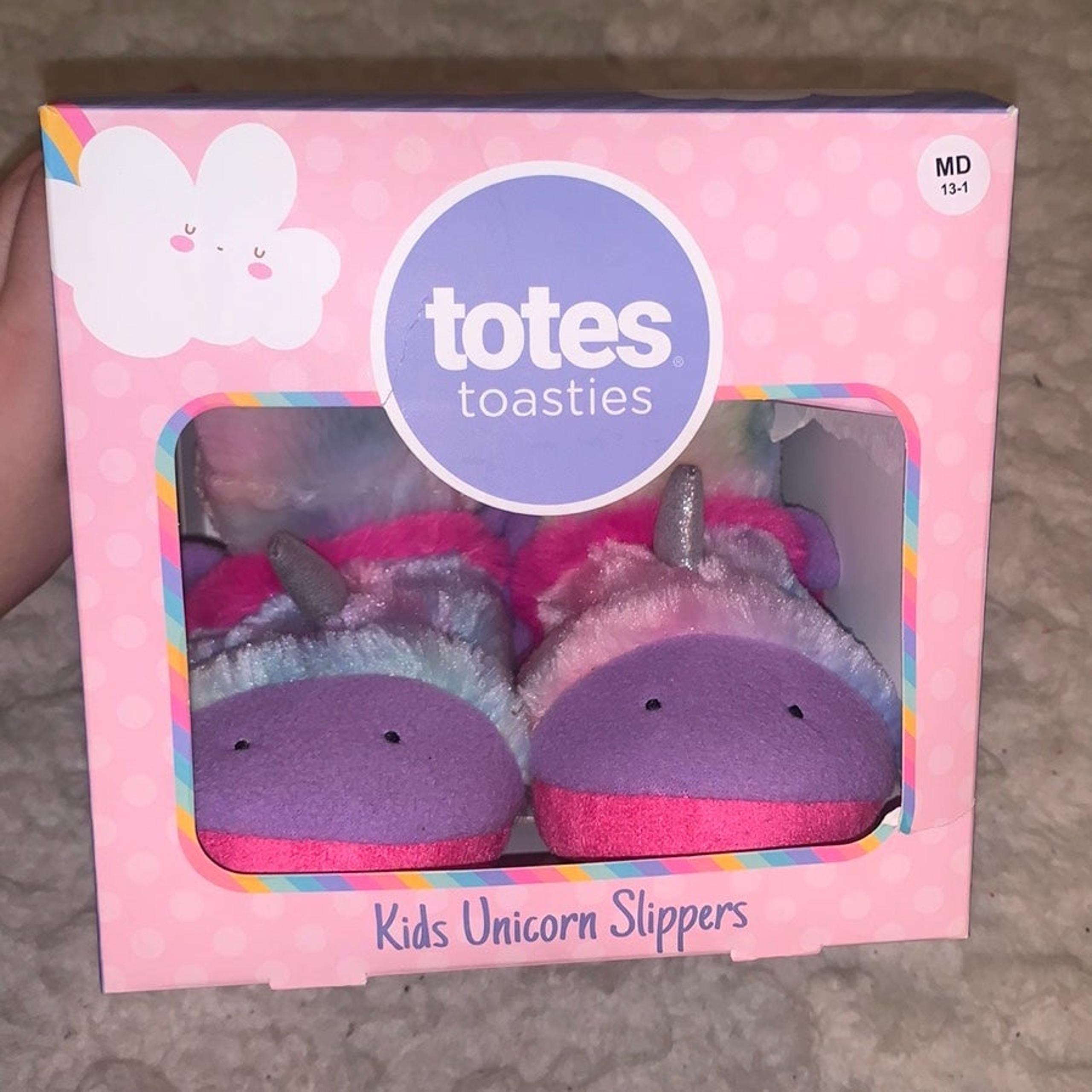 Totes Toasties Kids Unicorn House Slippers Medium Pink Colorful Girls