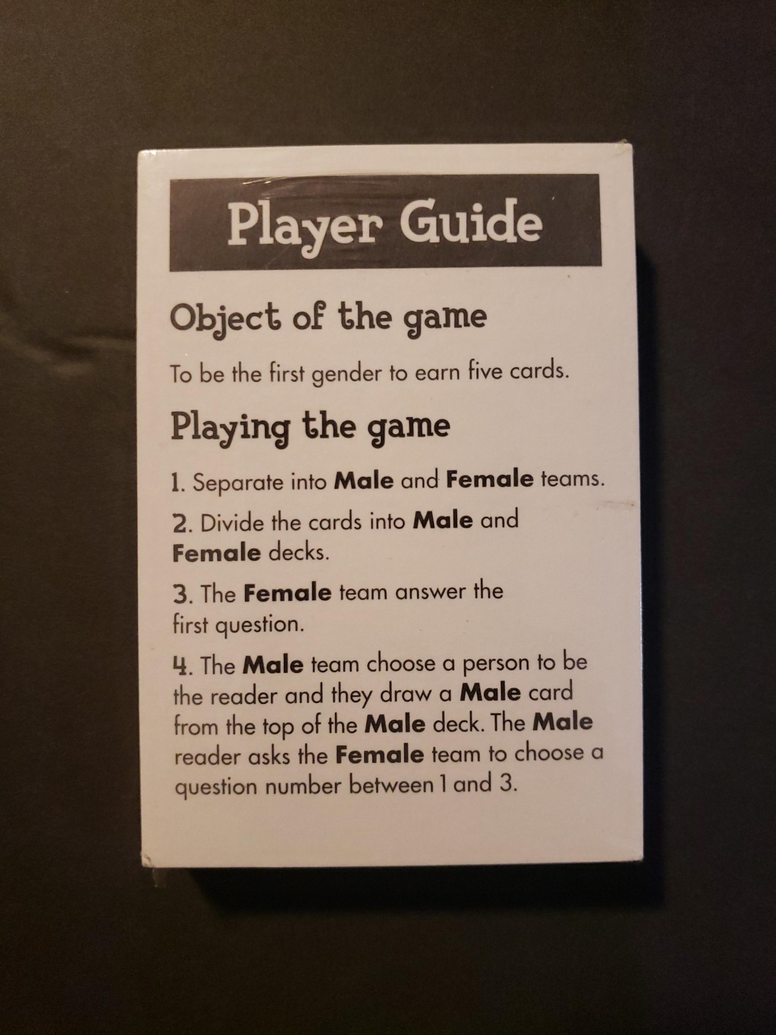Male VS Female Trivia Complete Game Brand New!