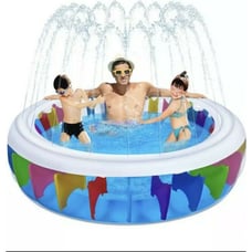 Inflatable Swimming Pool with Sprinkler - Unomor 70.8 X 70.8 X 15.7 Colorful