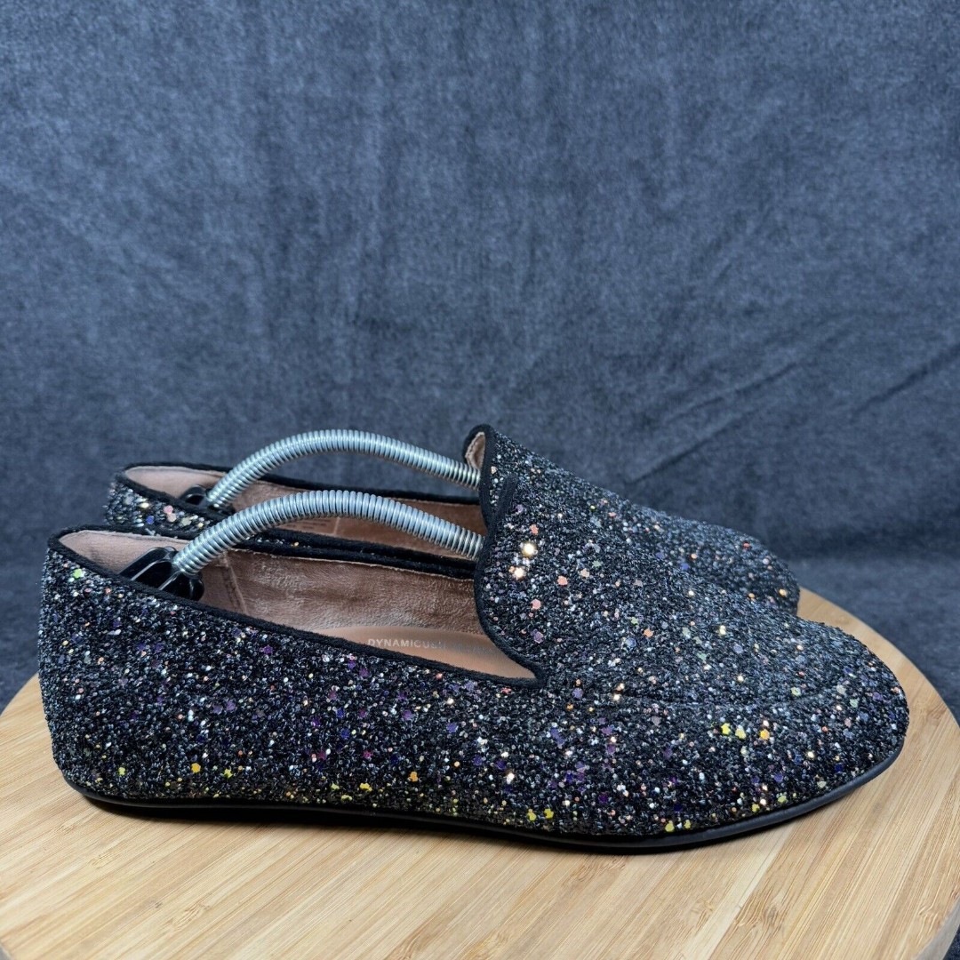 Fitflop Womens Lena Glitter Loafer Shoes Black Womens 8.5