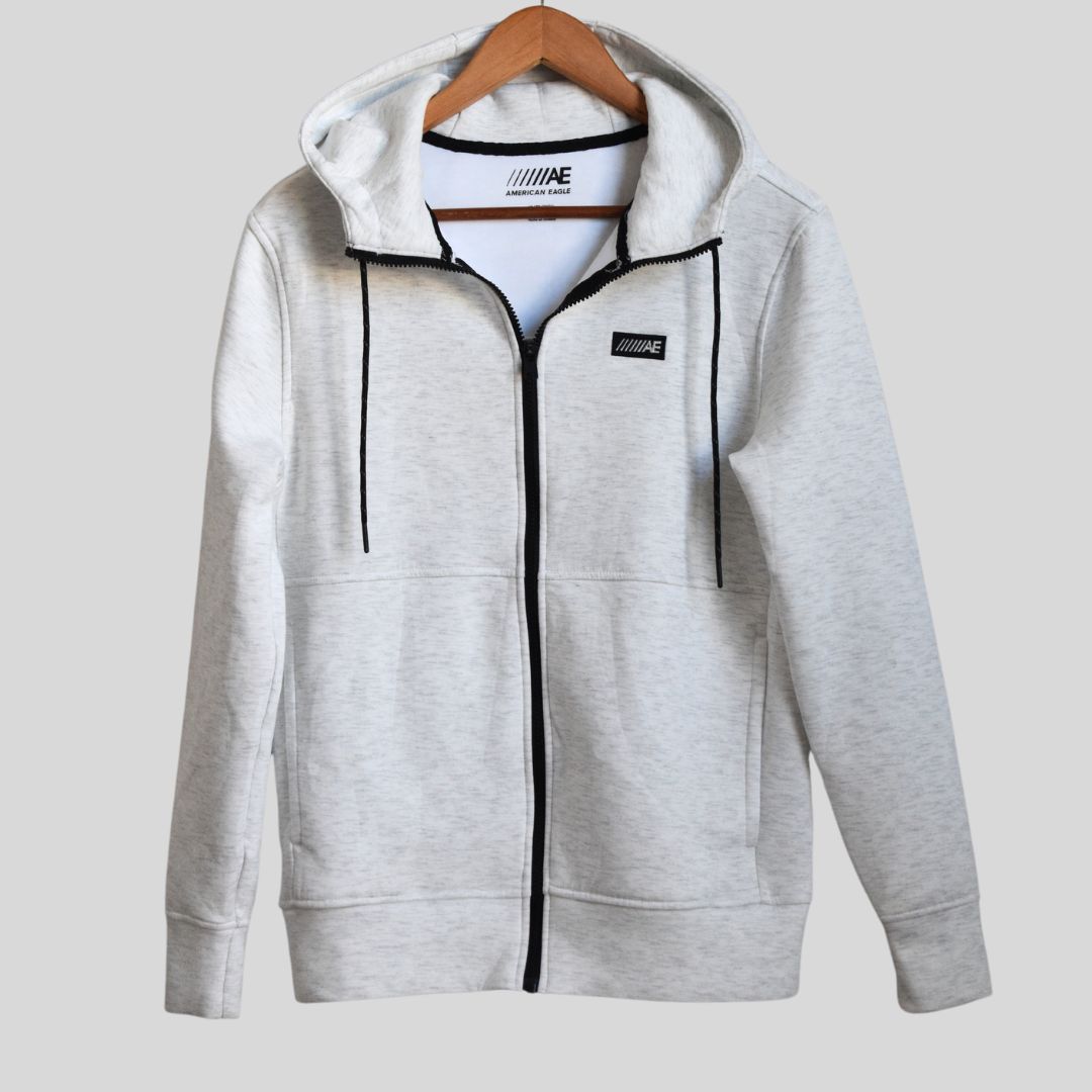 AMERICAN EAGLE Men's Logo Full Zip Gray Hoodie Jacket Size XS