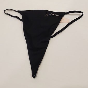 Medium-Victoria’s Secret Panty Very Sexy-Black V String W/Rhinestone-Love-French