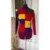 Vintage 1960s Block Ribbed Knit Sweater Multicolored Blocks Retro Size small
