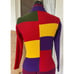 Vintage 1960s Block Ribbed Knit Sweater Multicolored Blocks Retro Size small
