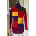 Vintage 1960s Block Ribbed Knit Sweater Multicolored Blocks Retro Size small