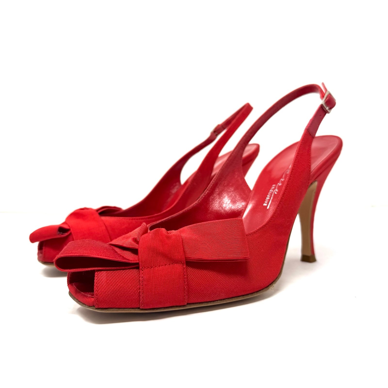 LERRE red fabric buckle sling back heels, made in Italy, Size 39