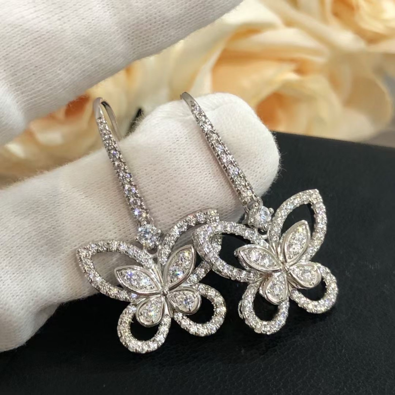 Butterfly Silhouette Diamond Drop Earrings