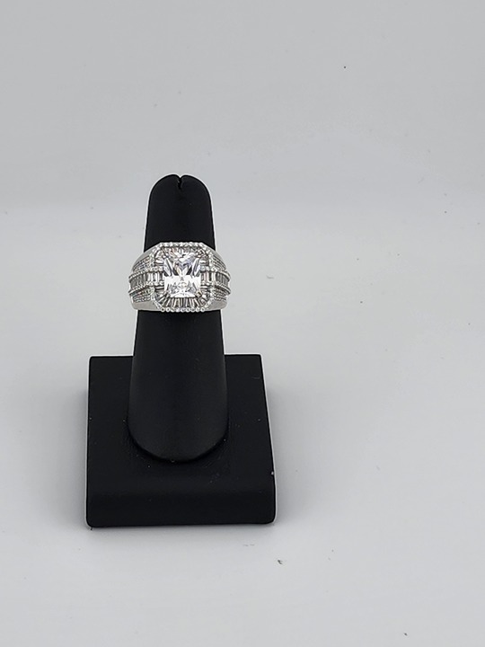 Brand New Sterling Silver 925 Rectangle Gemstone Cz Ring