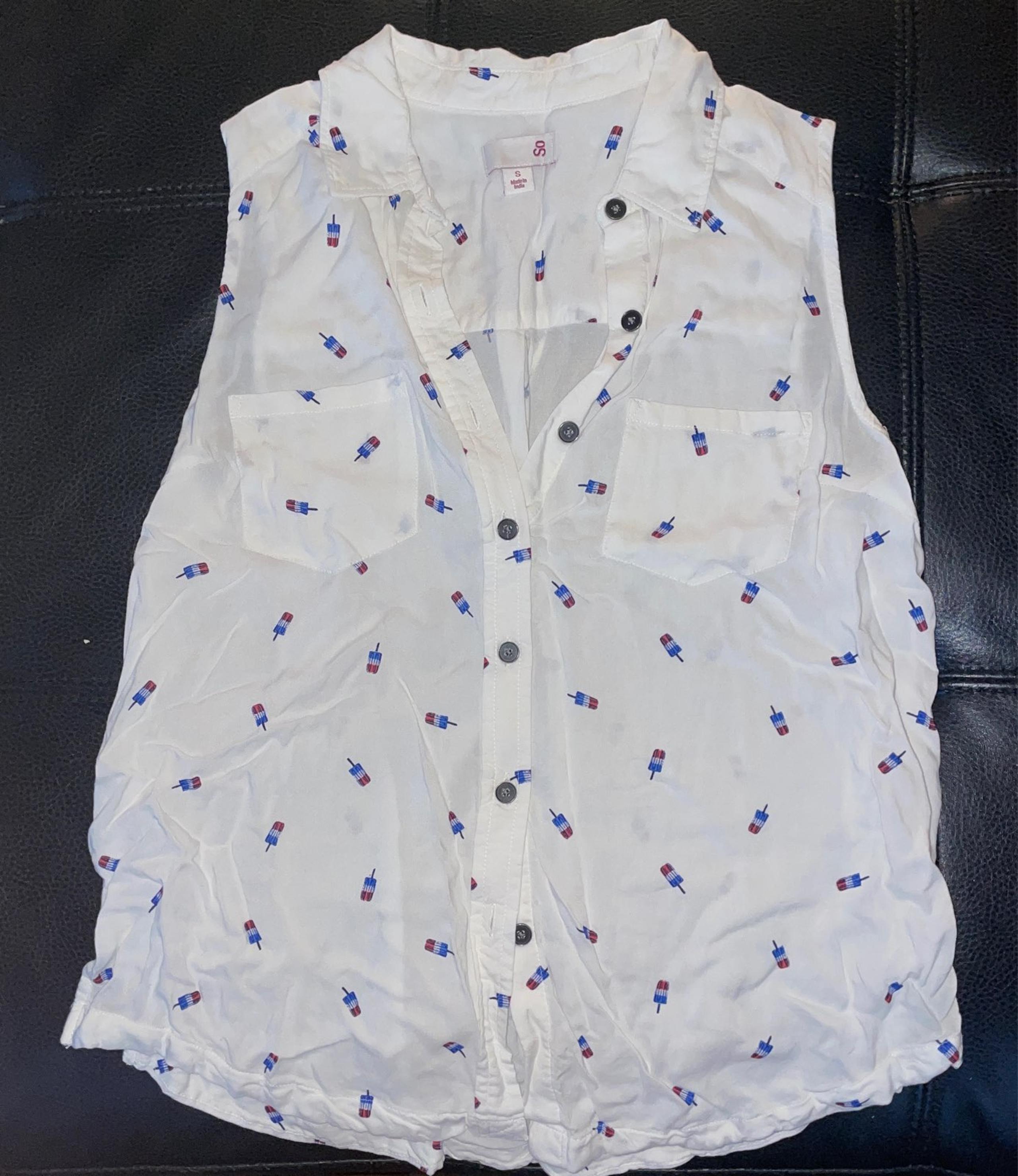 SO Sleeveless blouse cream white size Small