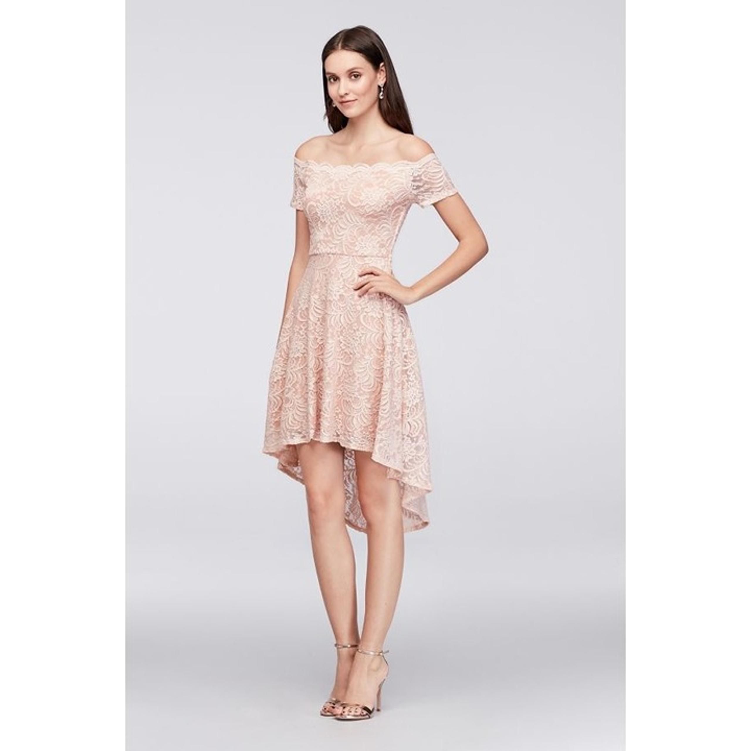 City Triangles Womens Dress Off-The-Shoulder Lace High-Low Plus Size Beige 20