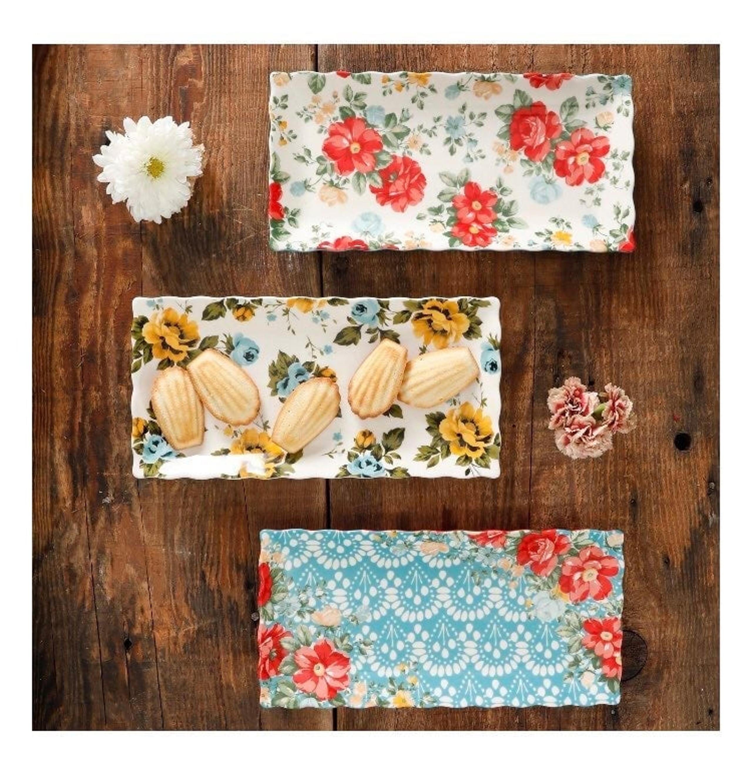 Pioneer Woman Floral Medley Serving Platters 3-piece serveware set