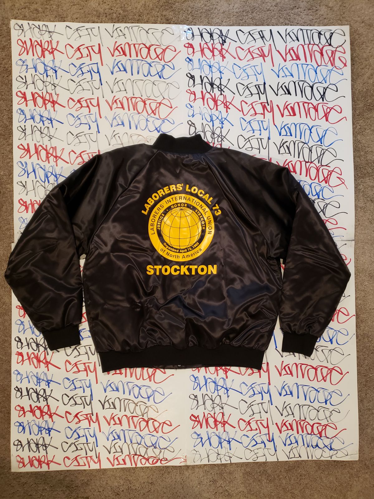 Vintage Construction Bomber Jacket XL