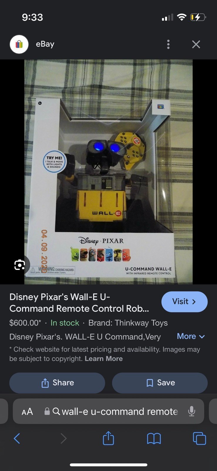 Wall e u command toy