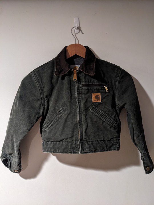 Vintage Carhartt YYJ97 MOS Fleeced Lined Youth XS Green Detroit Jacket
