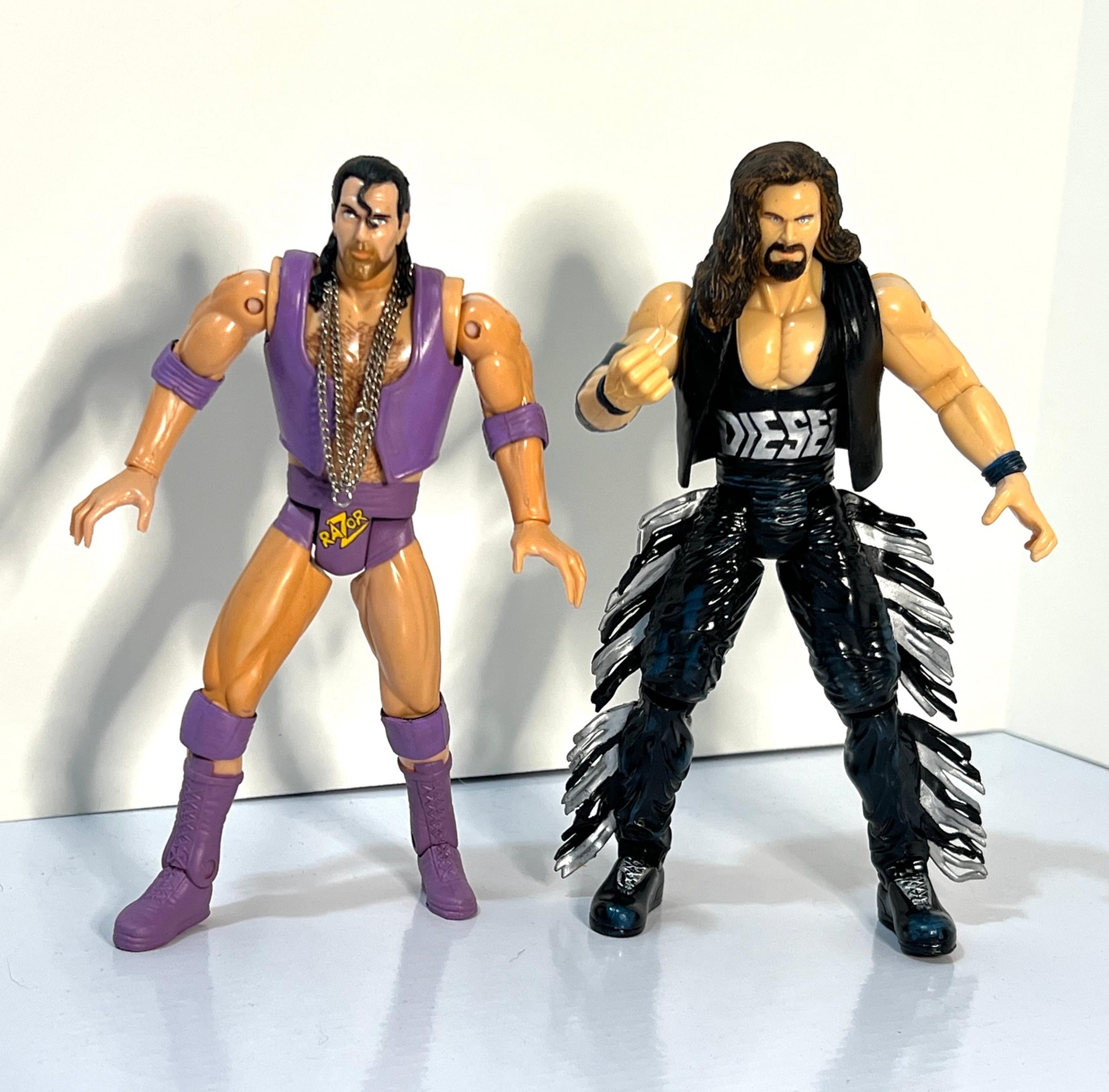 1999 Toybiz 6” WCW WWF Smash n Slam style CUSTOM Razor Ramon & Diesel - WWE