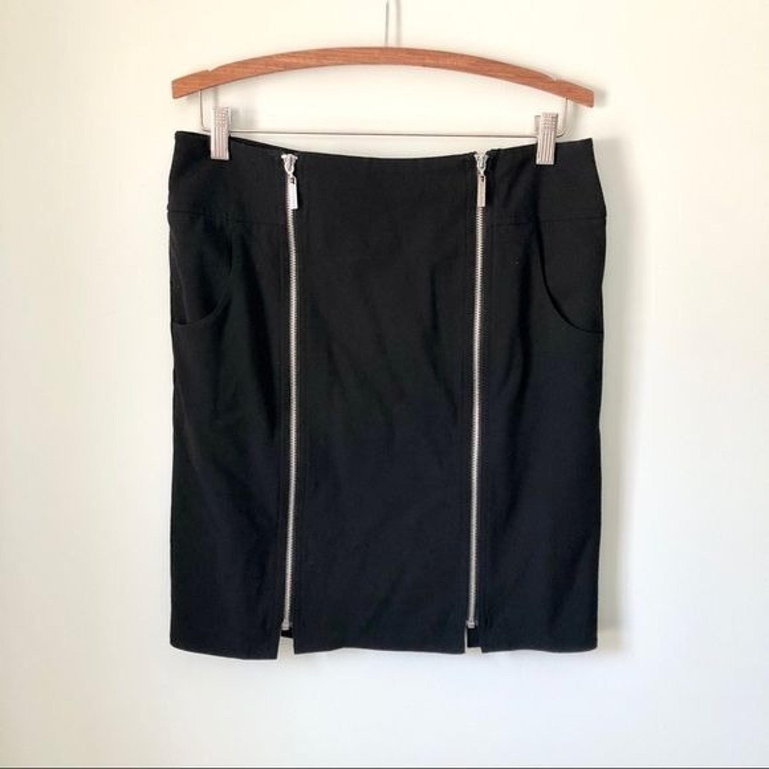Adrienne Vittadini Black Pencil Skirt Zipper Women's 8 Short Mini