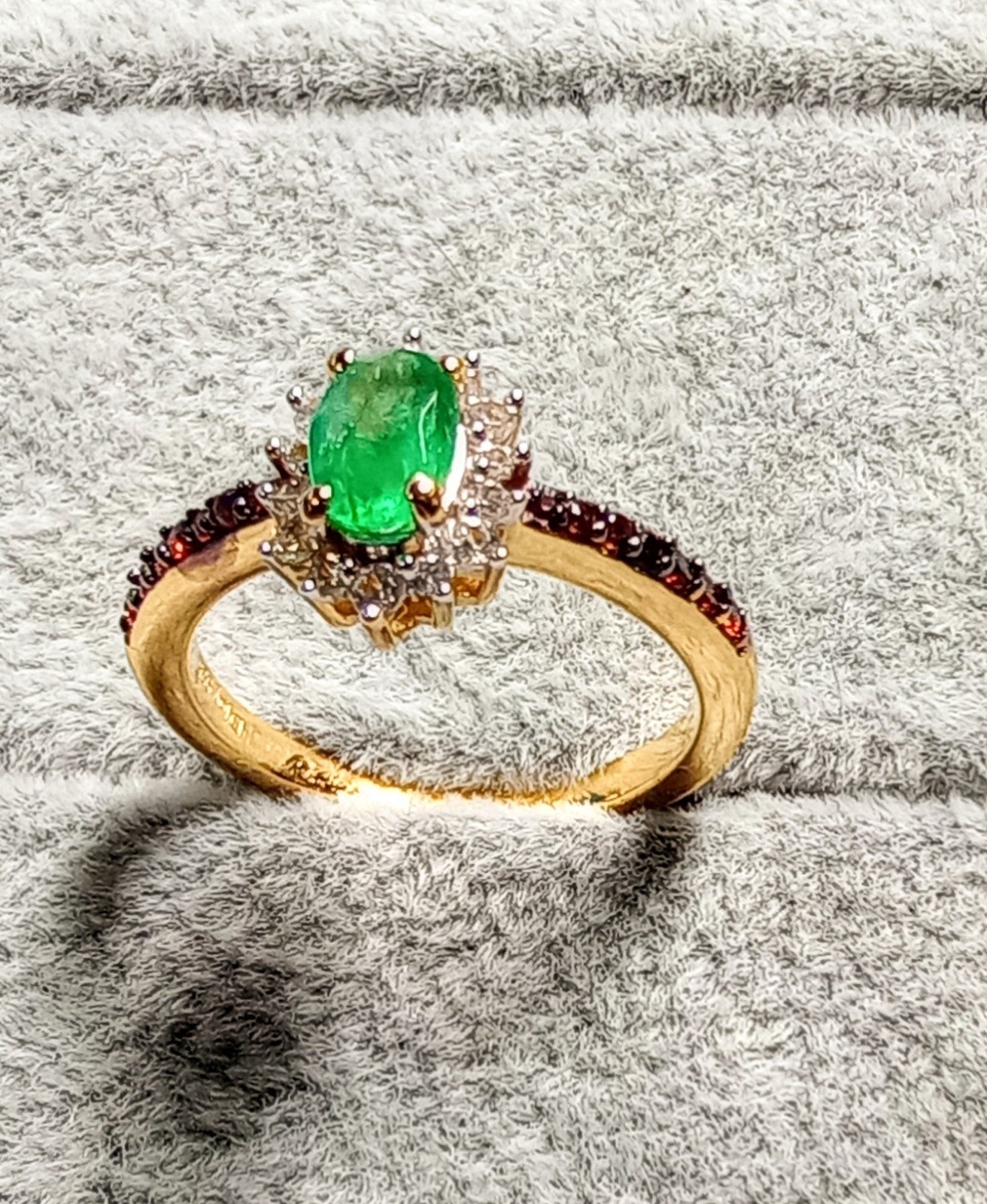 AAA Kagem Zambien genuine natural Emerald Ring Vermeil Sterling Silver