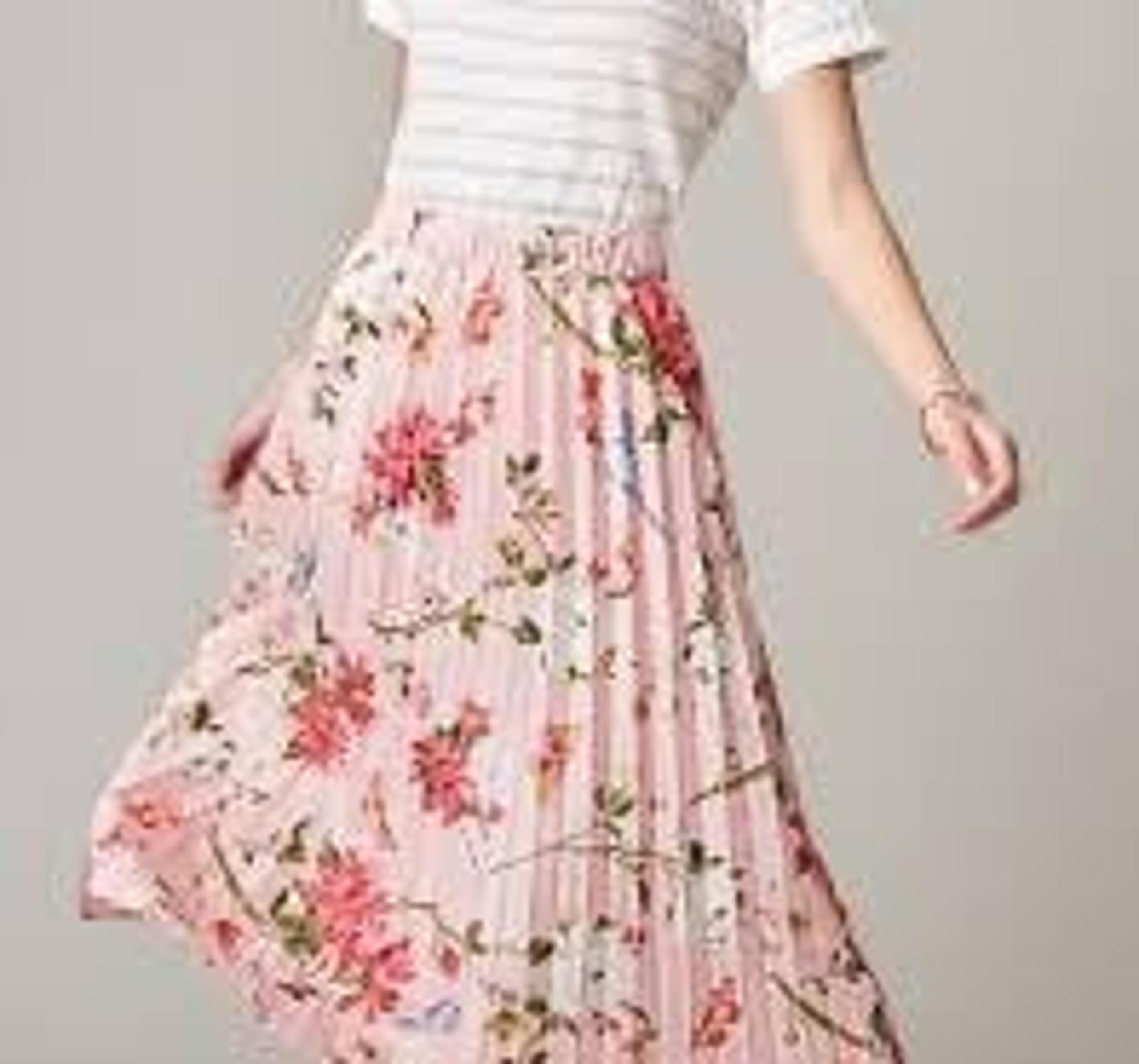Clarisse Pleated Skirt Babbie's Store Bird Floral Blush