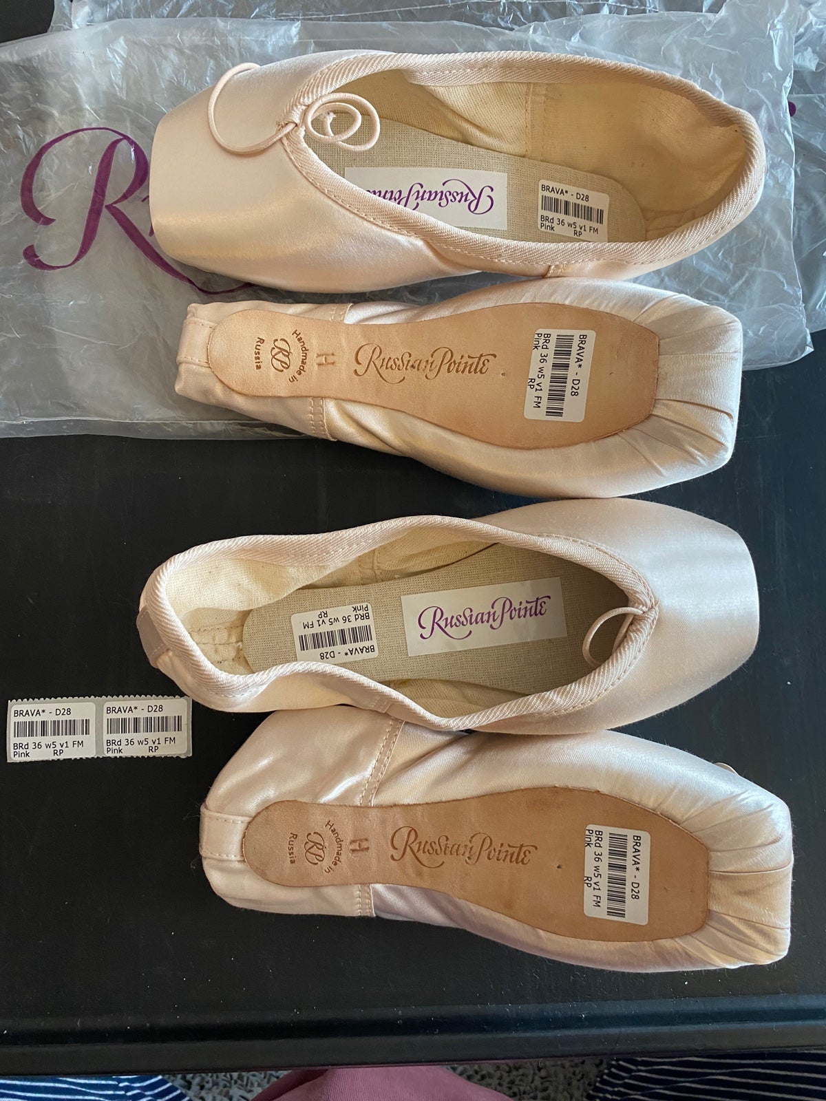 Brand New Russian Pointe shoes: Russian Pointe Brava size 36, w5, v1 FM