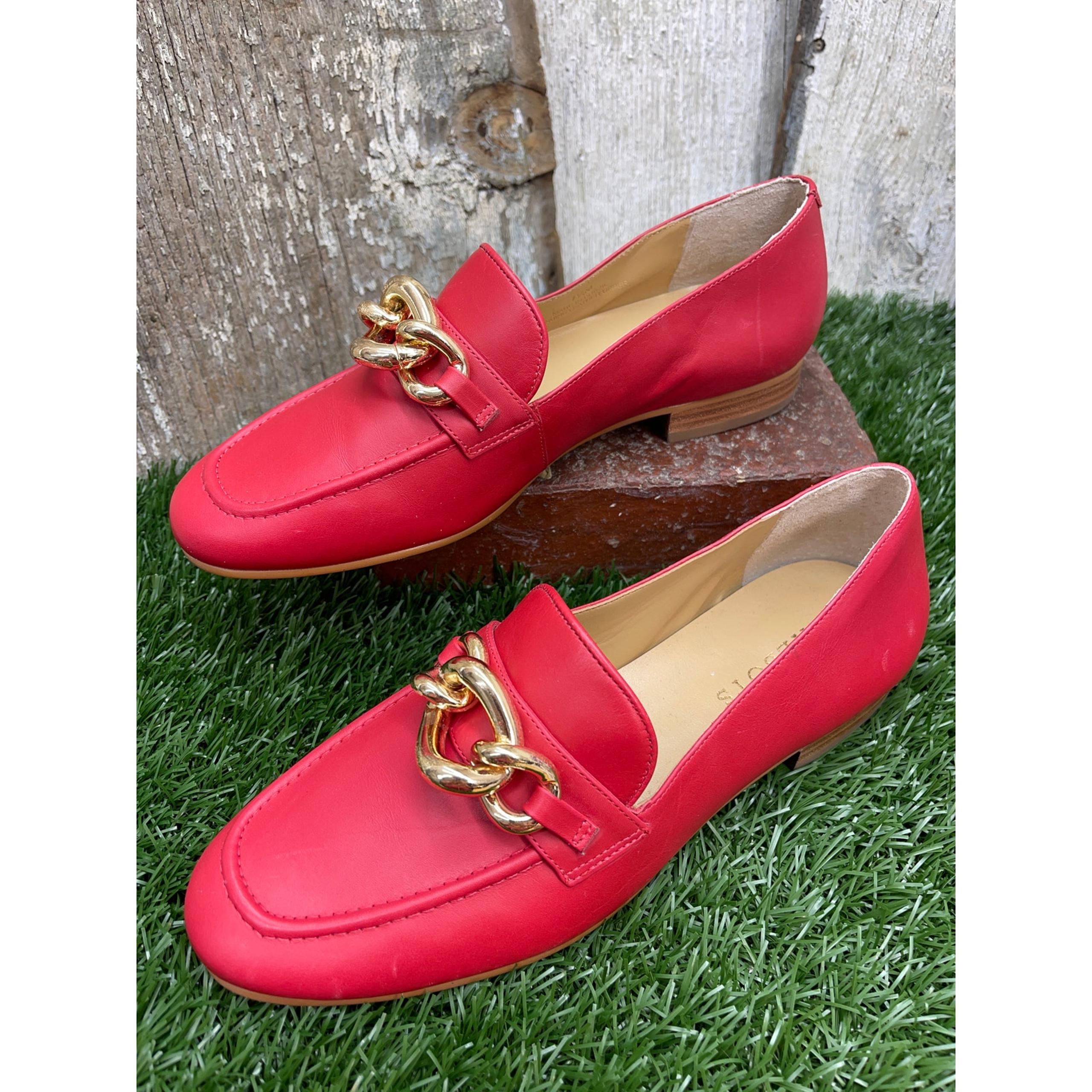 Talbots Cassidy Chainlink Red Loafers Women's 7.5M