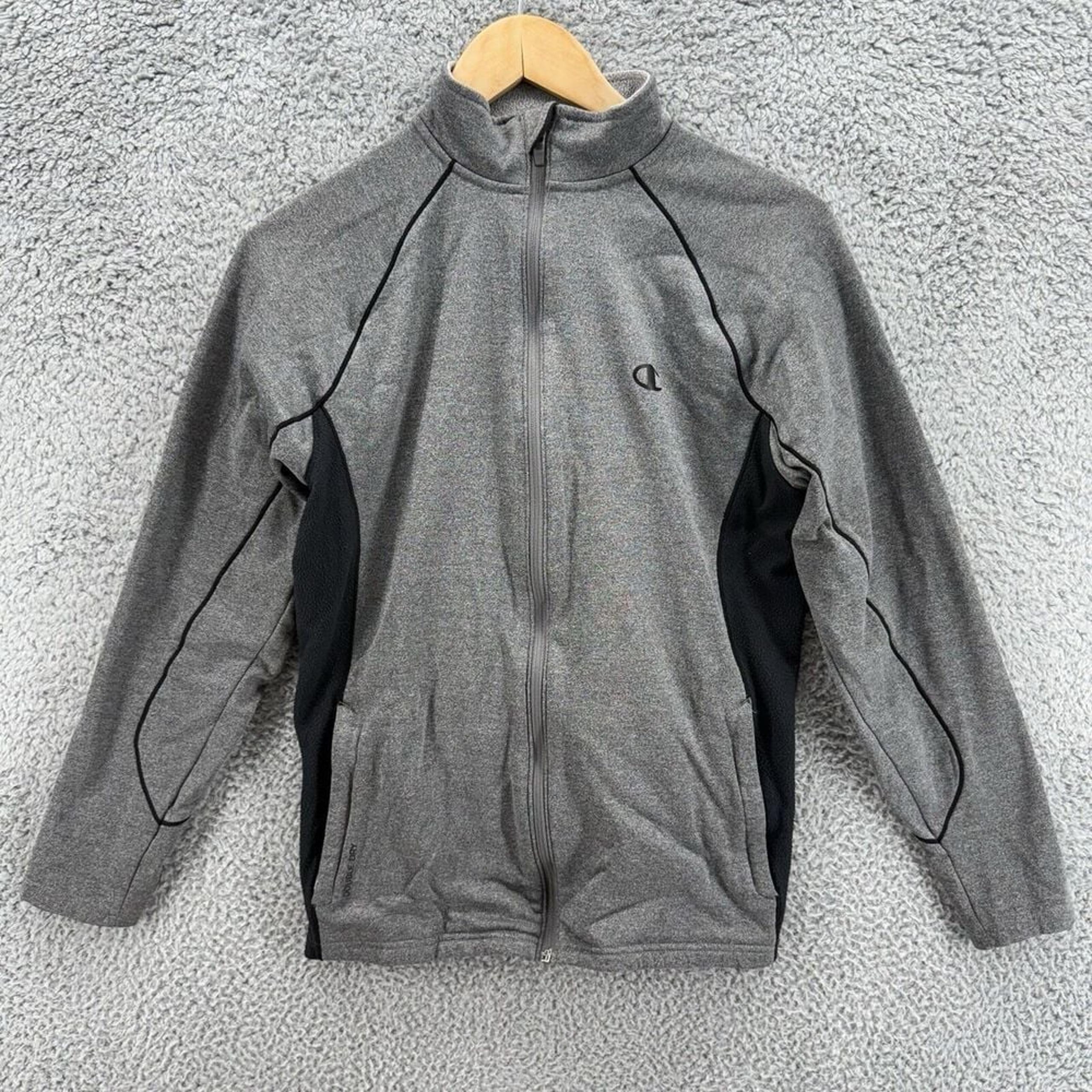 Champion Powertrain Double Dry Full Zip Athletic Jacket Mens S Gray Long Sleeve