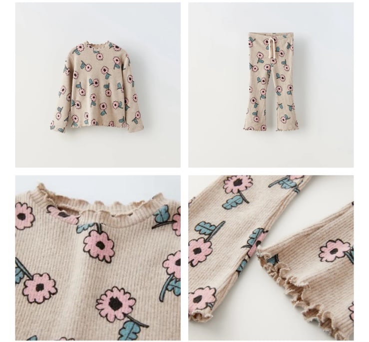 Zara kids girls SOFT TOUCH FLORAL set sweatshirt and pants 5 years