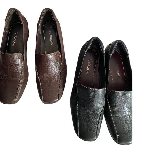 Liz Claiborne Womens Leather Loafers Size 6 1/2 M Brown Slip On Shoes Bundle Lot