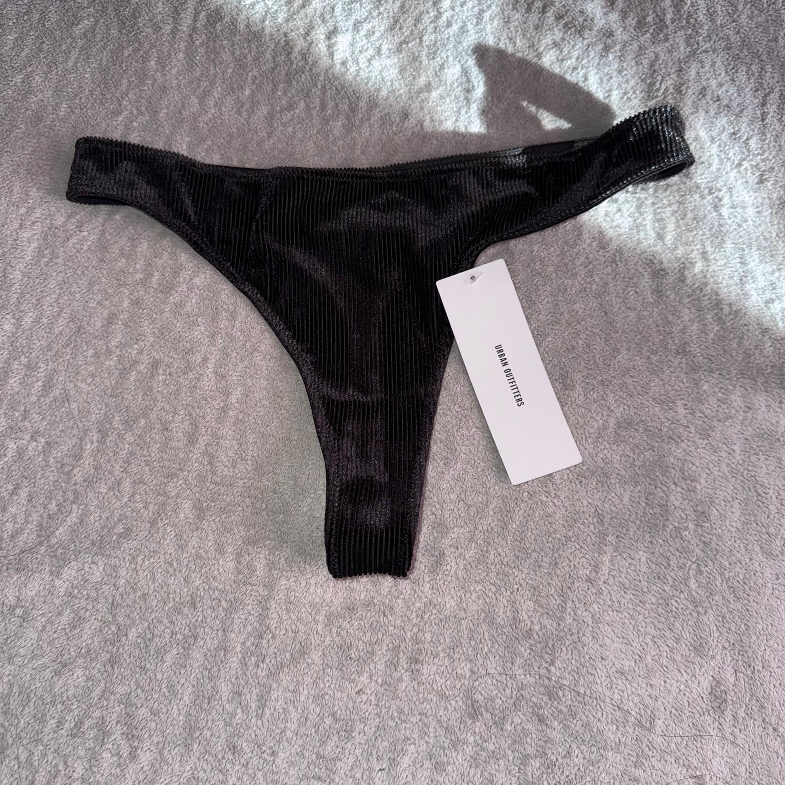 Urban outfitters thong black velvet NWT