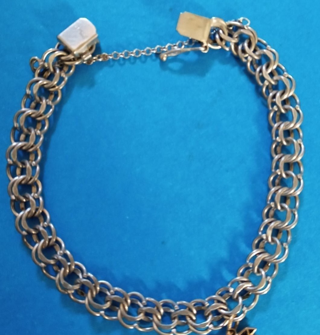 Vintage 60's Sterling Silver DOUBLE LINK Charm Bracelet