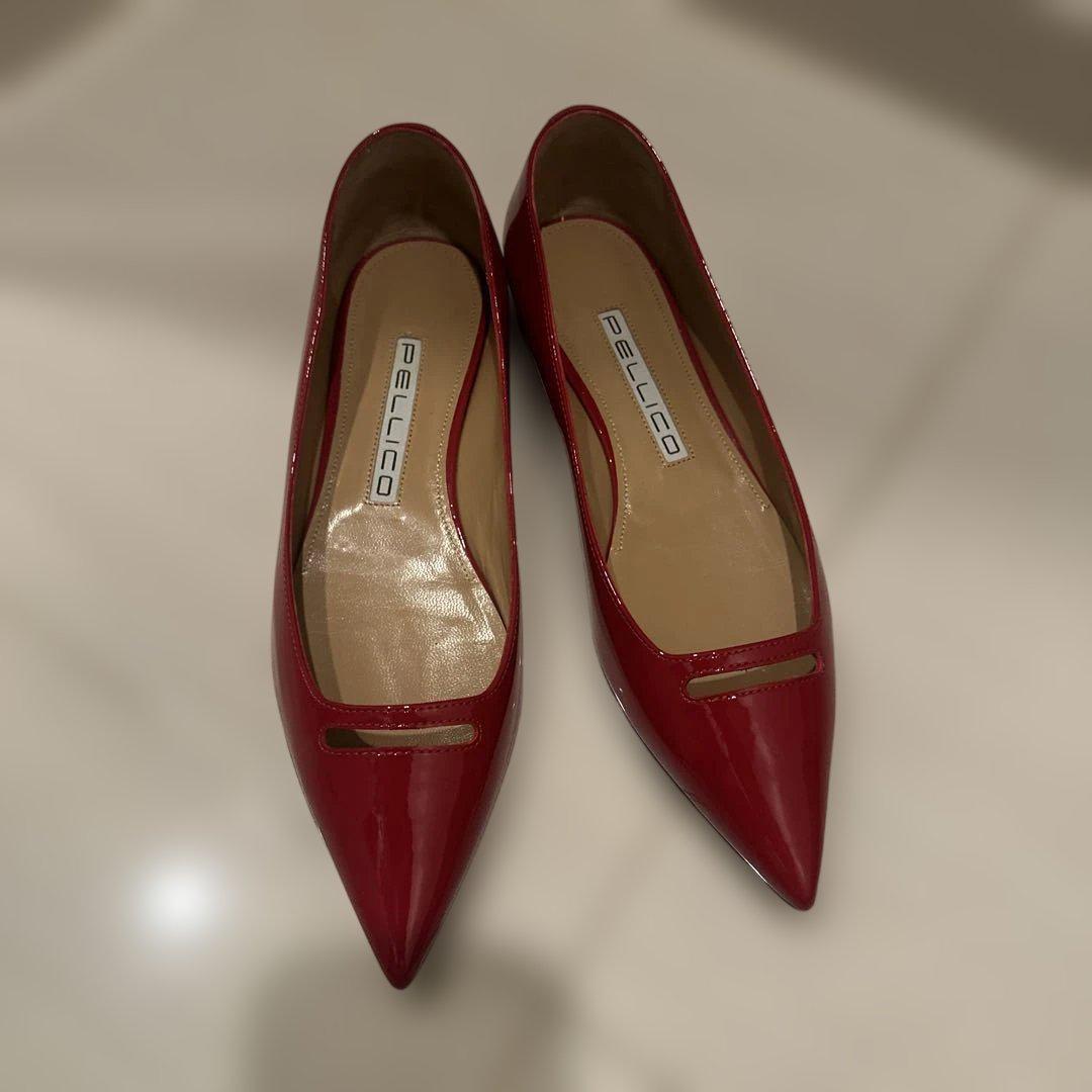 PELLICO Ballet Shoes Flat Pumps 37.5 Green DURING WIDE EDGE