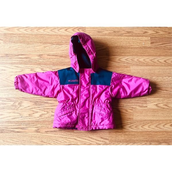 Columbia Girls Talbots Kids Pink Black Winter Fleece Lined Coat Size 18 Months