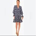 POMANDER PLACE V-Neck Ikat Kenzo Tiered Flowy Dress Medium Coastal Preppy
