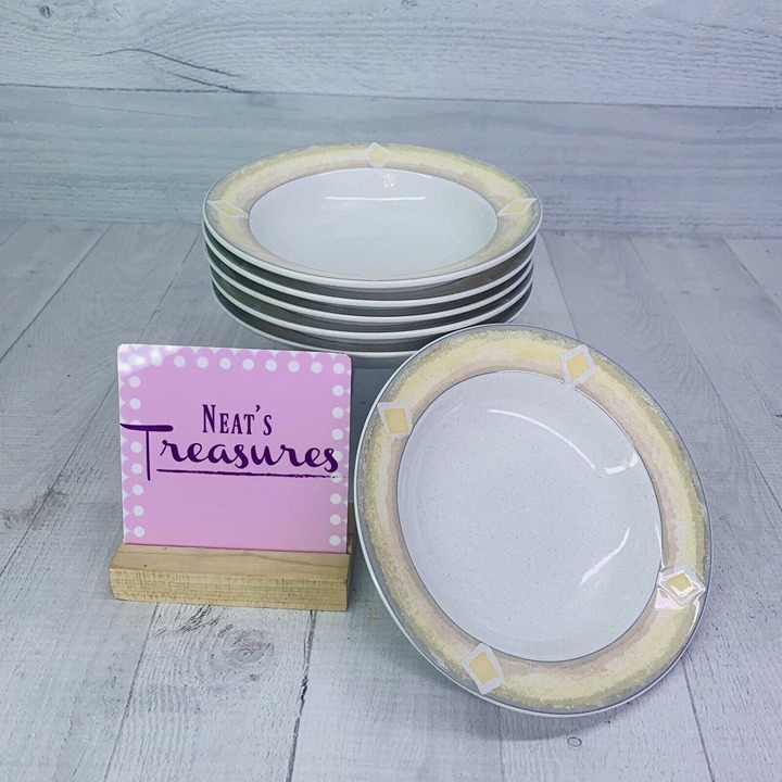 Studio Nova BARCELONA Diamond Yellow Speckled Stoneware Fruit Dessert Bowl Set 6