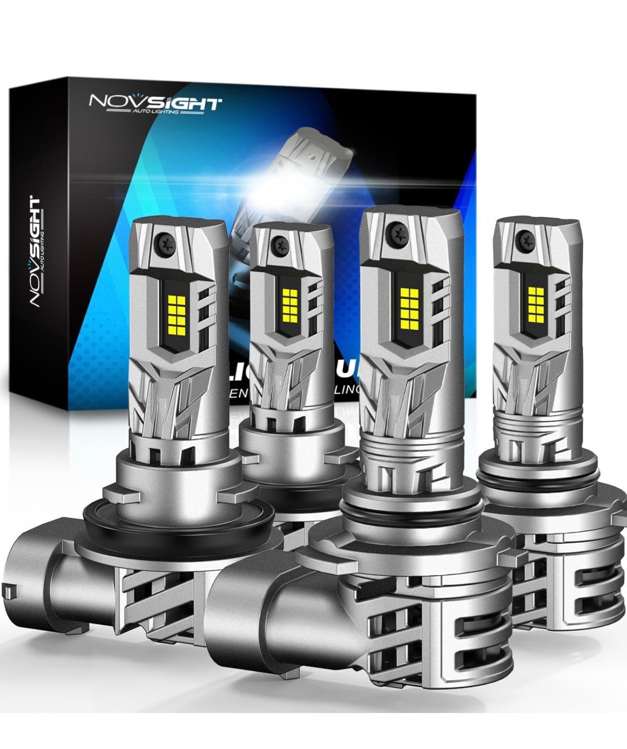 H11 9005 LED Bulbs Combo, 1:1 Size 9005/HB3 H11/H8/H9 LED Bulb with Fan, 40000LM