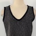 St. John Sleeveless V-Neck Shell Sweater Tank Top Black White Made in USA Size L