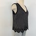 St. John Sleeveless V-Neck Shell Sweater Tank Top Black White Made in USA Size L