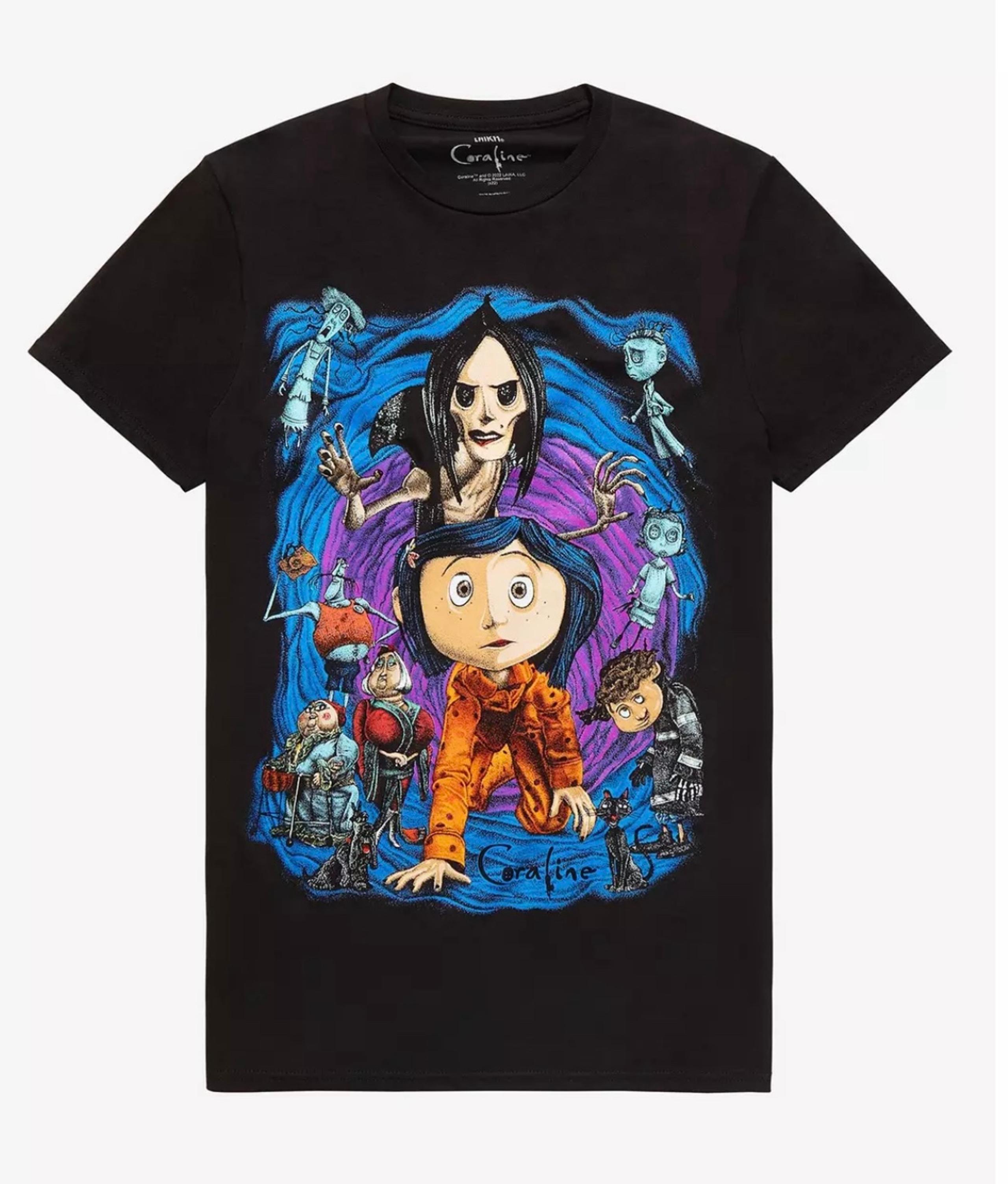 LAIKA VINTAGE CORALINE BLACK GRAPHIC SPIRAL TUNNEL T-SHIRT SIZE XL