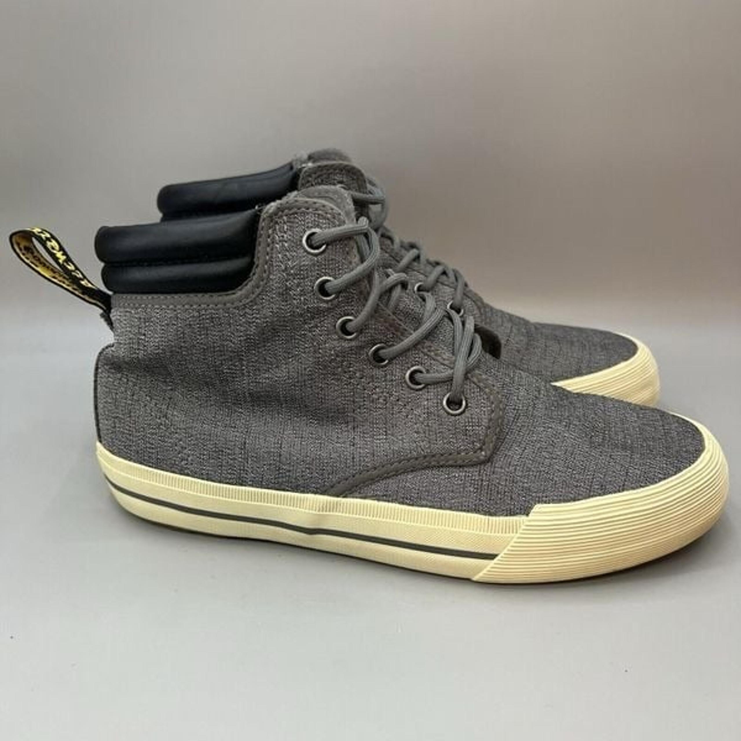 Dr Martens Eason Women Size 8 Shoes Gray Black Mid Top Lace Up Canvas Sneakers
