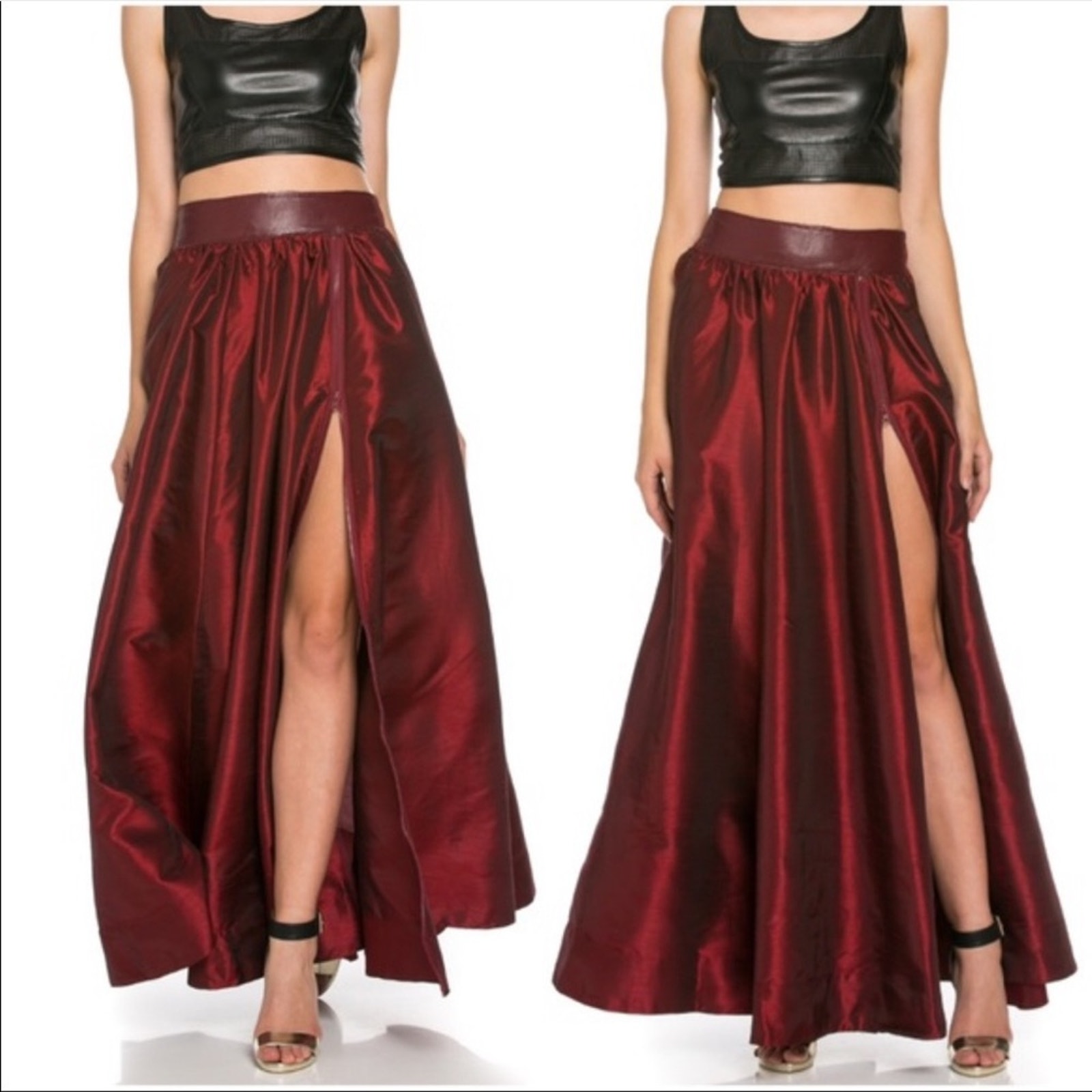 TOV Red Wine Organza Maxi Shirt