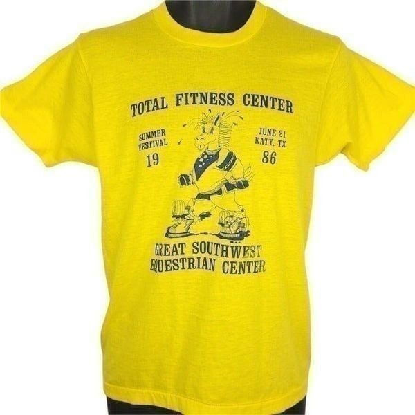Equestrian Center T Shirt Vintage 80s 1986 Katy Texas Horse 50/50 Made In USA
