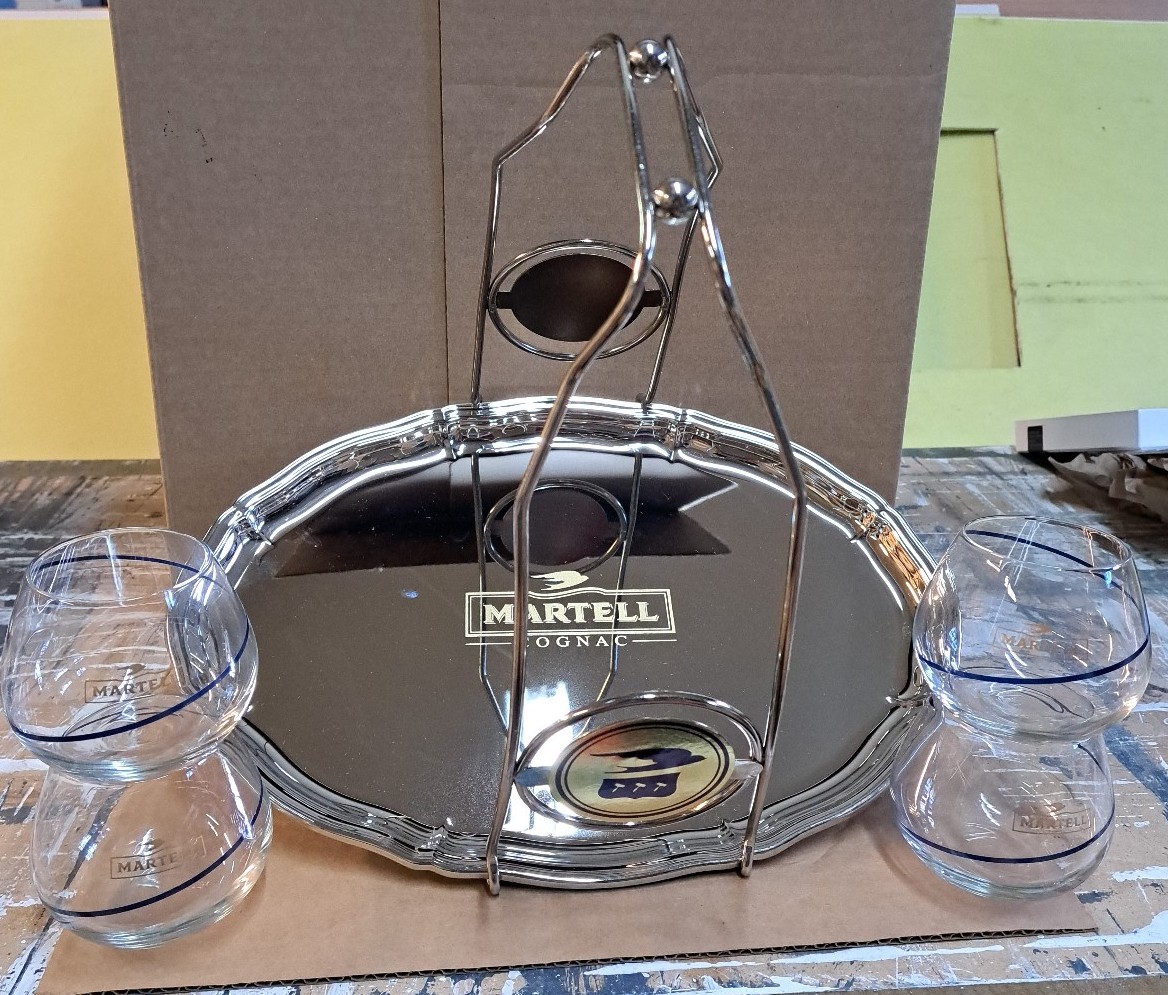 Martell Trolley Tray and Glasses