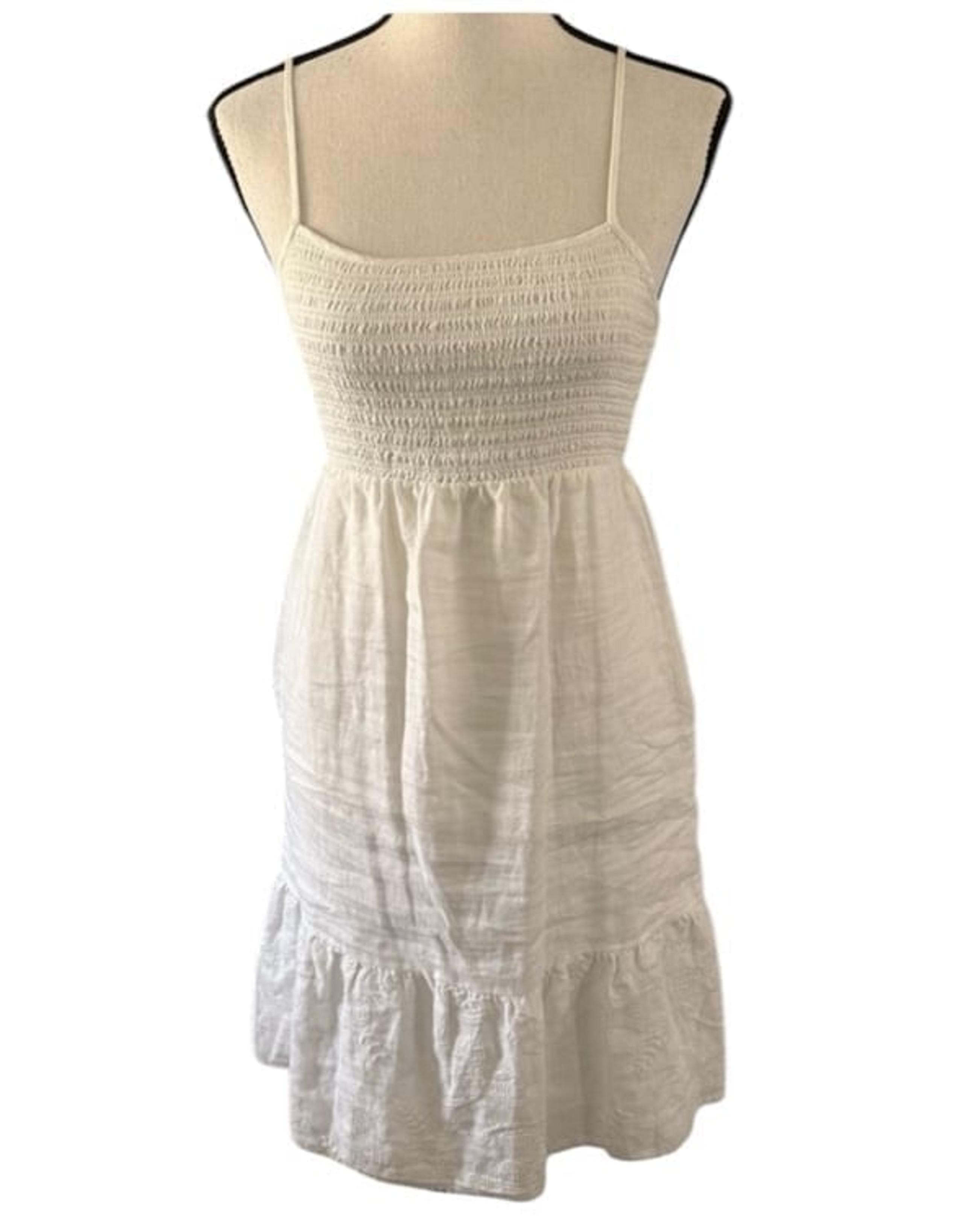 Juicy Couture Vintage Y2K White Embroidered Linen Petite Midi Dress Size Small
