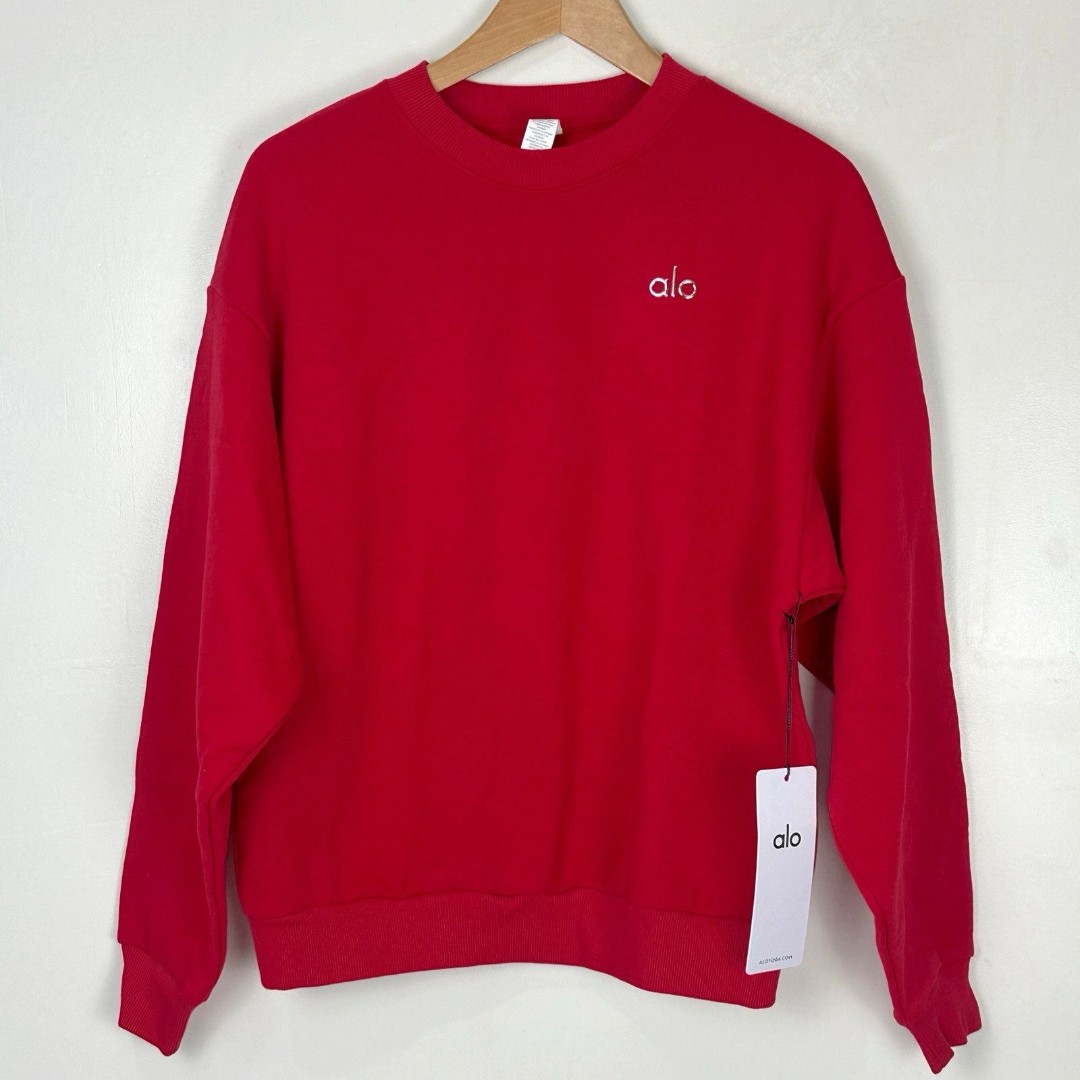 Alo Yoga Accolade Crew Neck Pullover NWT Bold Red Size XS