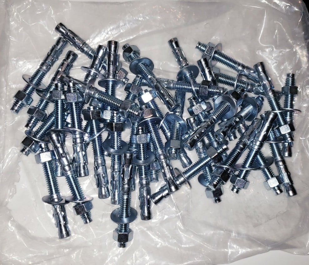 Concreate Anchors (50) 3 x 3/8 Complete With Washer & Bolt New
