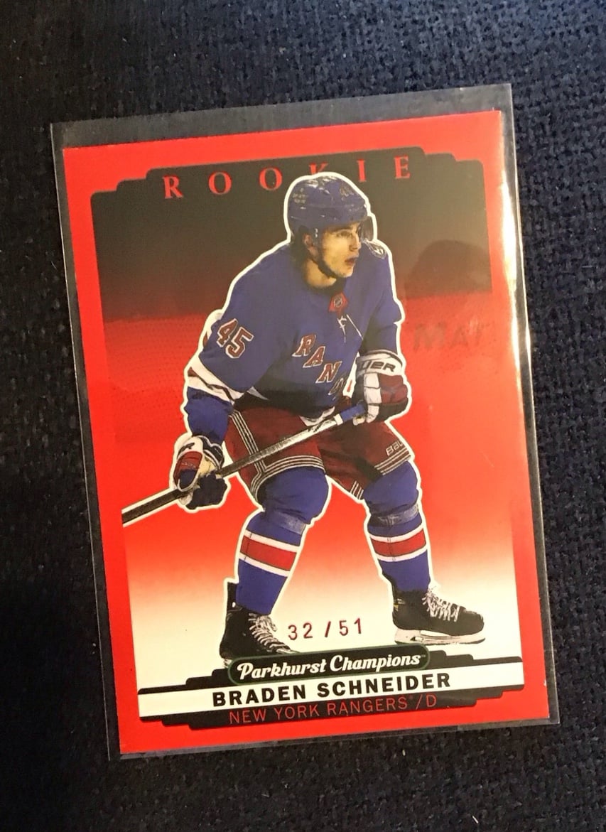 2022-23 PARKHURST CHAMPIONS HOCKEY BRADEN SCHNEIDER SP RC RED PARALLEL /51 #262