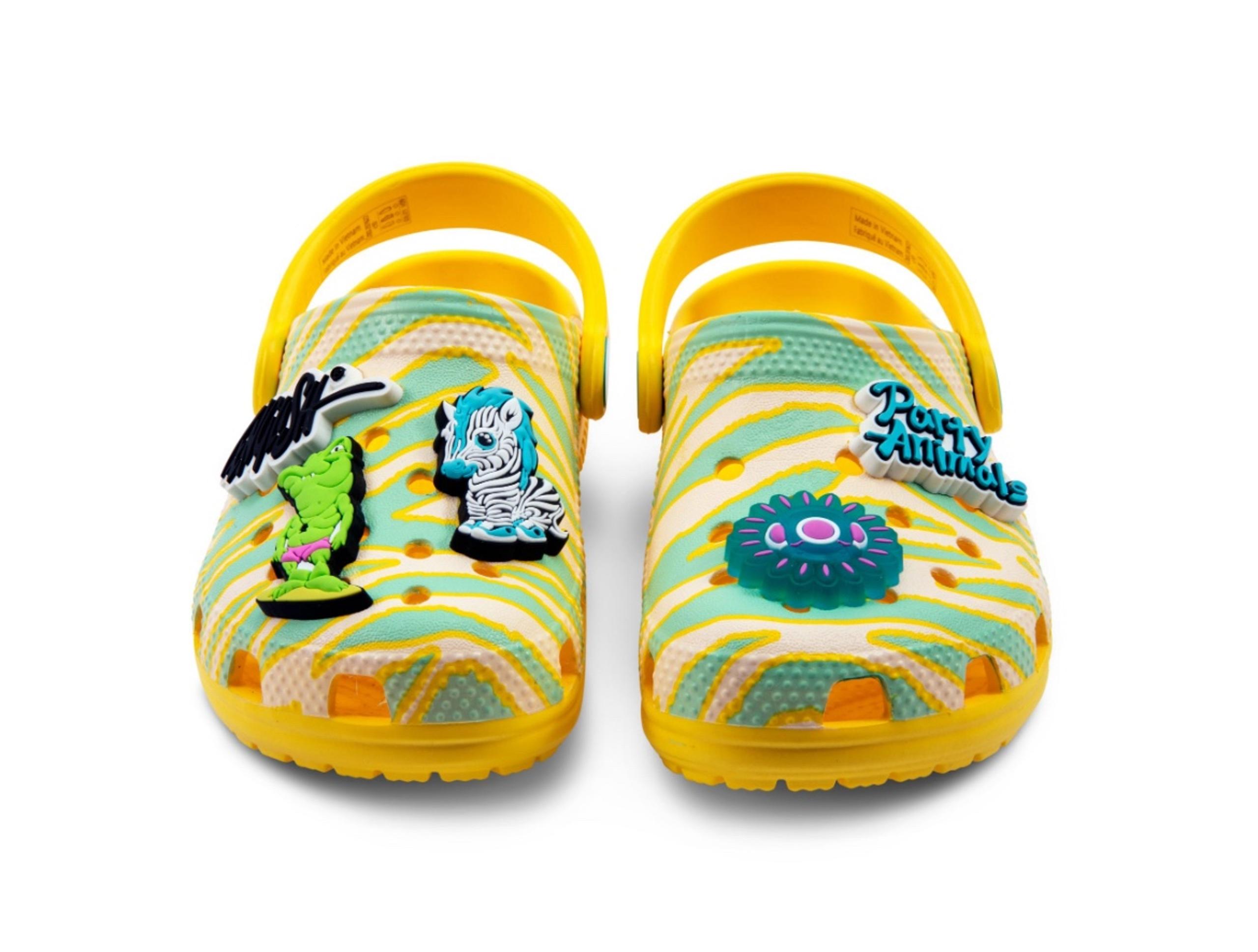 Crocs Ron English x Classic Clog Kids Party Animals - Zebra Lemon 4 c