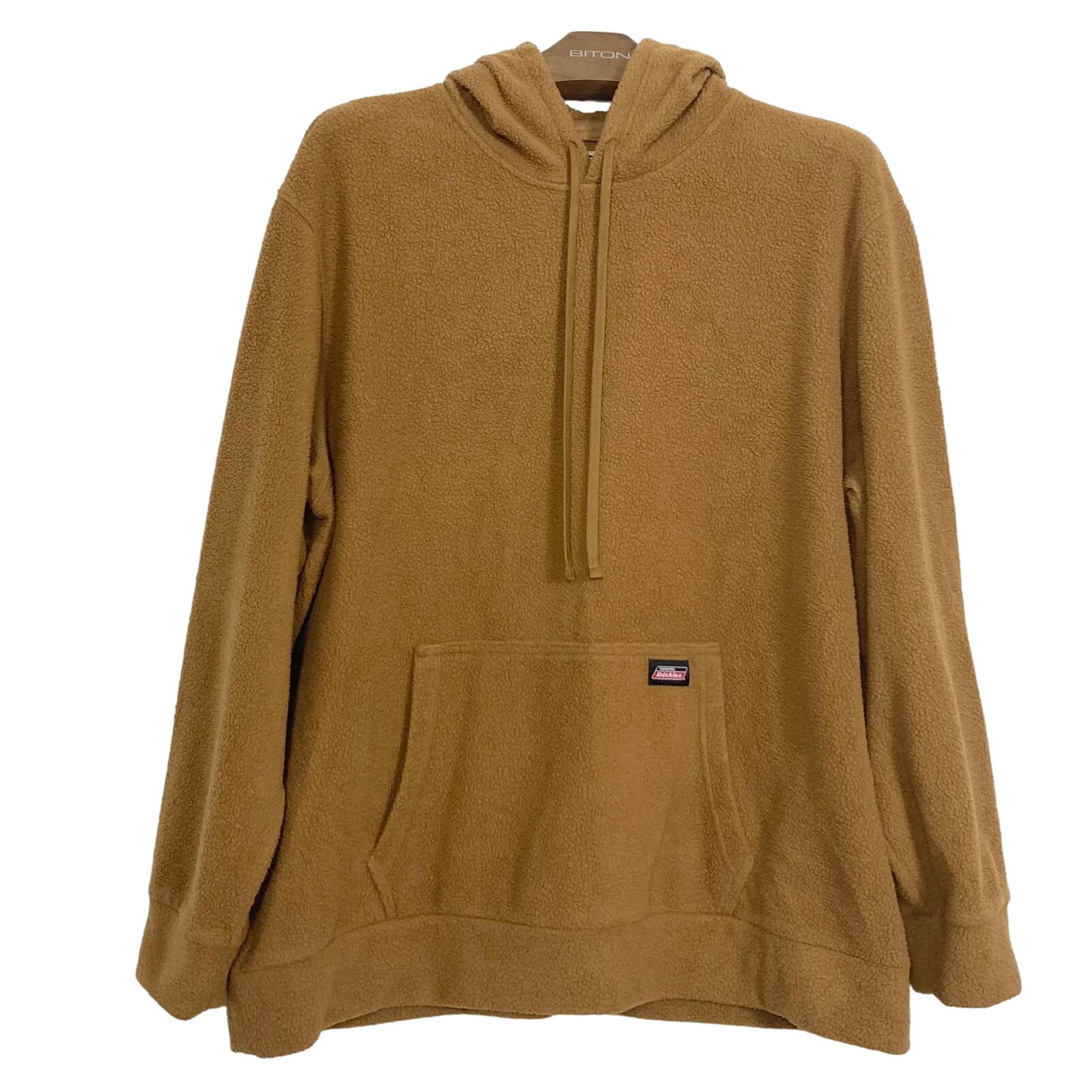 NWOT DICKIES Hoodie Men 2X Brown Sherpa Fleece Teddie Kangaroo Pocket Long Slv