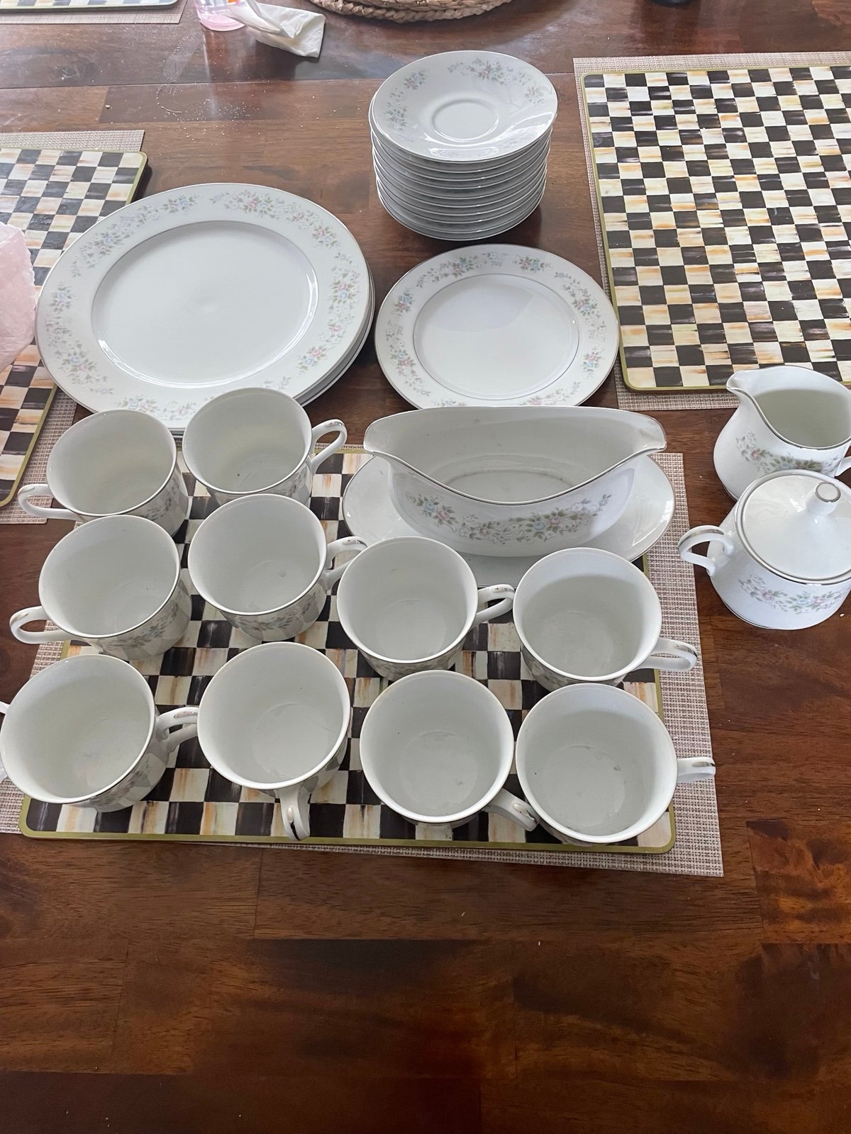 VINTAGE Carlton Dinnerware CORSAGE Pink Blue White Flowers 25-Piece Set JAPAN