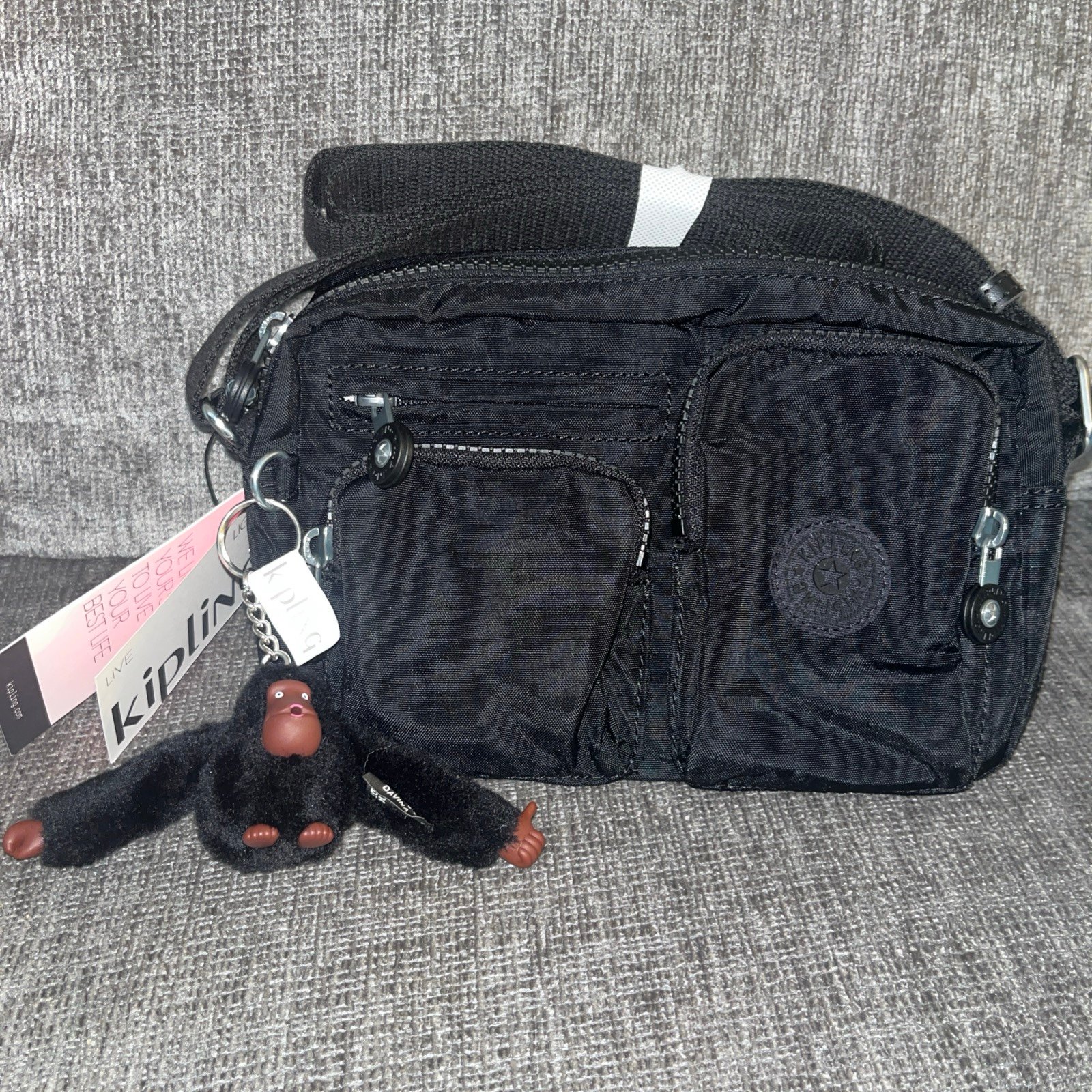 KIPLING Albena Crossbody Bag KIA7R7 Black Tonal Monkey-Davina MSRP94NWT